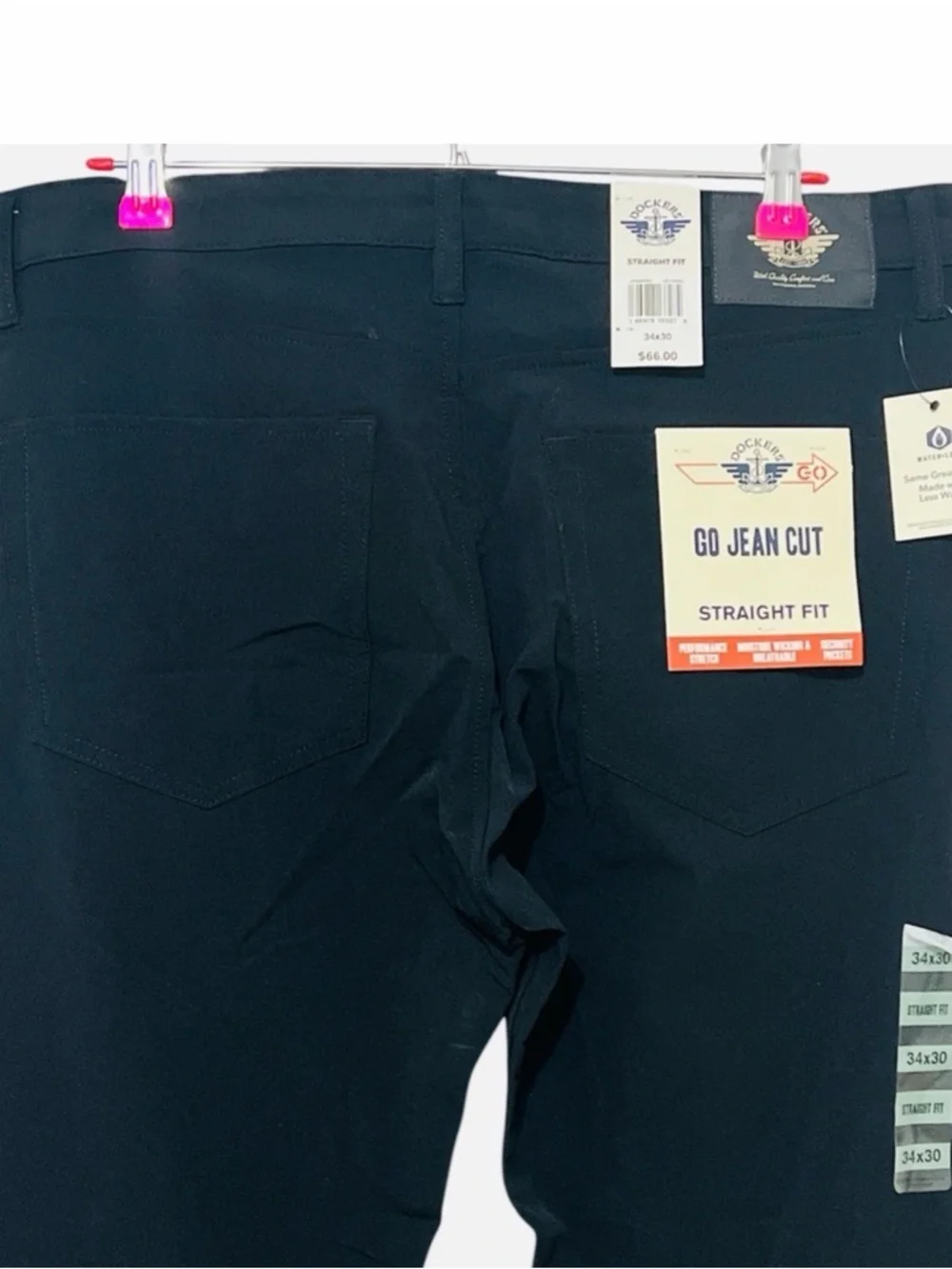 Dockers Mens Pants Go Jean Cut Straight Fit Security Pocket Gray Size 52x32